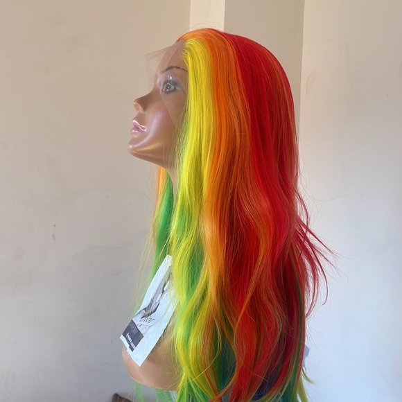 ✨24” 🌈 RAINBOW COLORFUL STRAIGHT LACE FRONT WIG *NEW - Picture 10 of 14